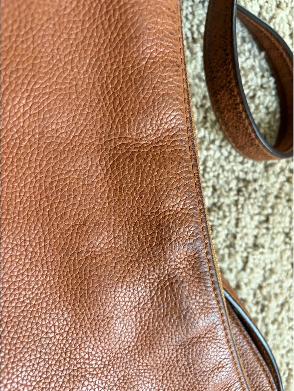 brown pebbled leather Kate Spade handbag crossbody shoulder medium zipped
